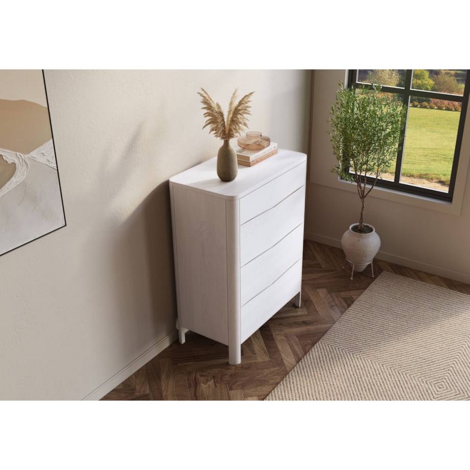 Drewniana komoda bukowa Visby MODENA 80 / kolor biały