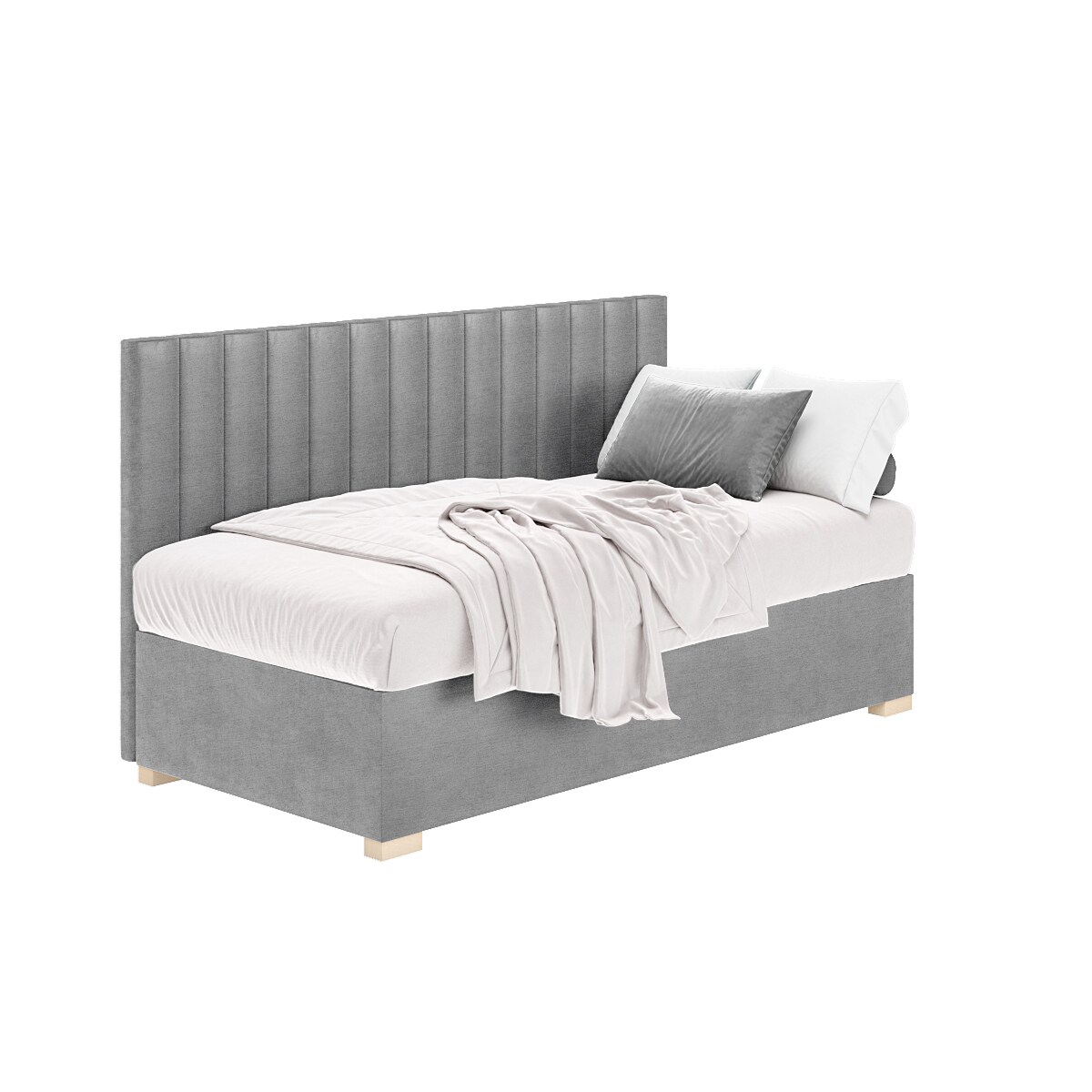 Mesonica Łóżko Chill, linie szare, 90x200