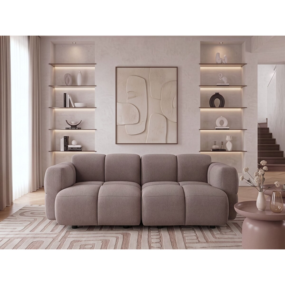 Sofa modułowa dla 2 osób MAKSABERG Beżowoszary
