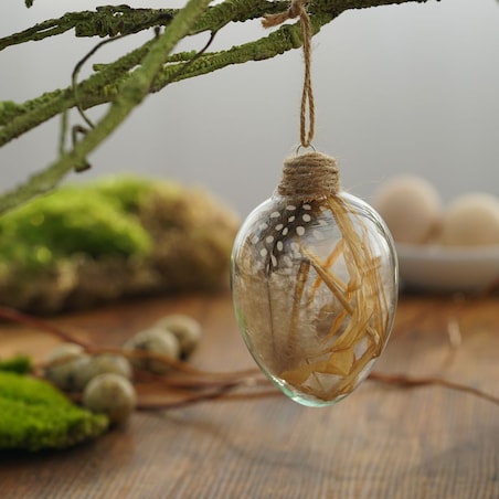 VILLA ITALIA Bombka jajko wielkanocne eco z piórkami 10,5 cm