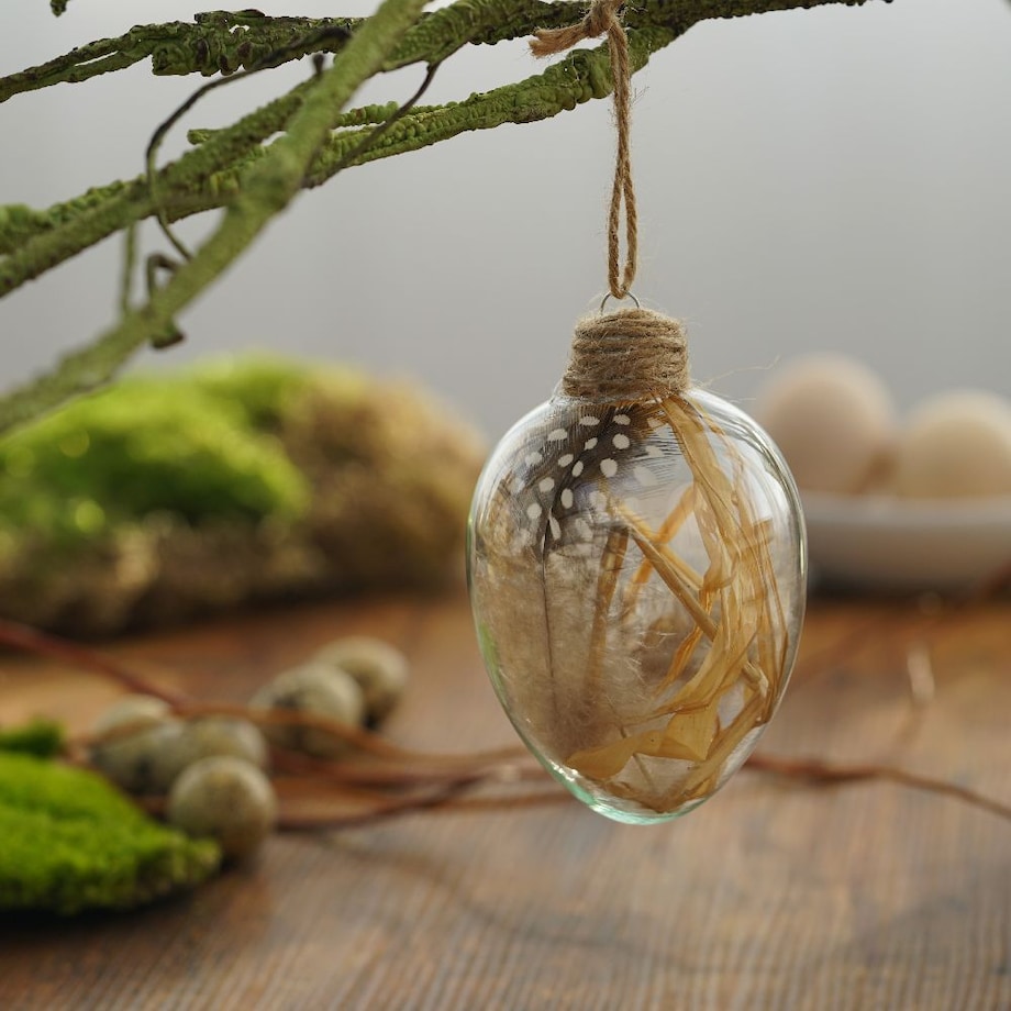 VILLA ITALIA Bombka jajko wielkanocne eco z piórkami 10,5 cm