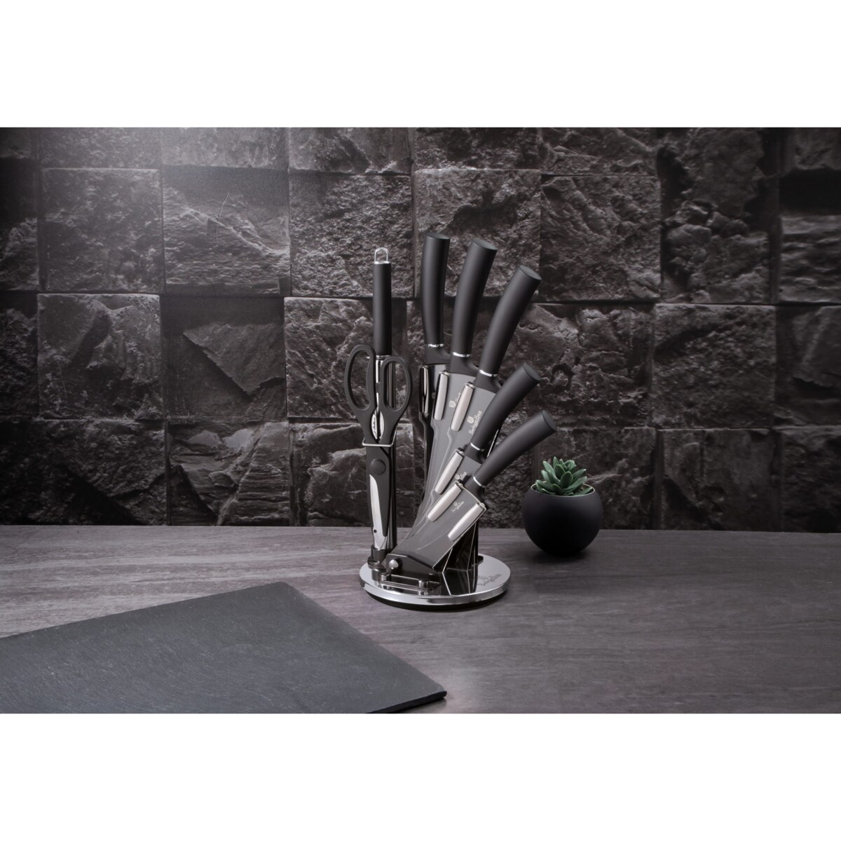 Zestaw noży w stojaku 8 elementów komplet noże BERLINGER HAUS Matte Black