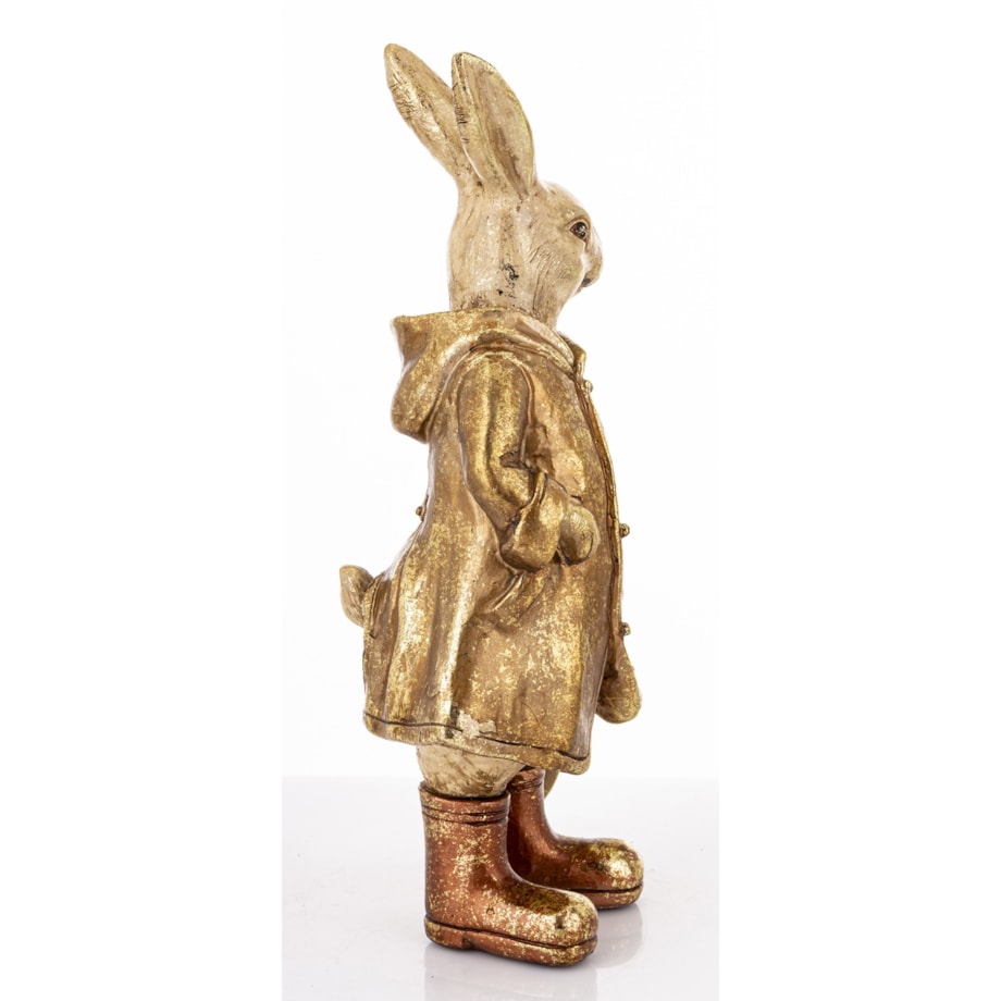 Dekoracja - królik z parasolem 32,5x19x11 cm MALJUNA w złotym płaszczu