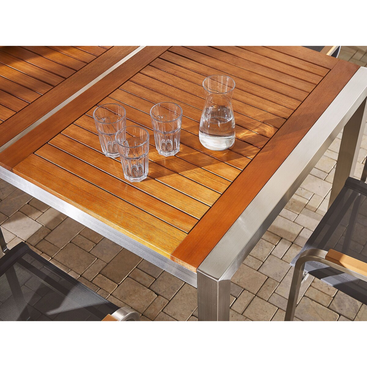 Stół ogrodowy eukaliptus 220 x 100 cm jasne drewno GROSSETO