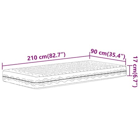 vidaXL Materac piankowy, biały, 90x210 cm, twardość H2/H3