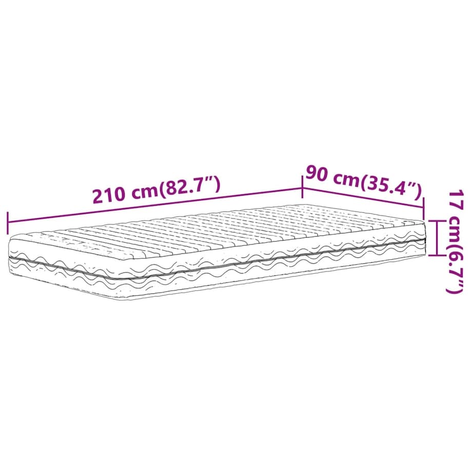vidaXL Materac piankowy, biały, 90x210 cm, twardość H2/H3