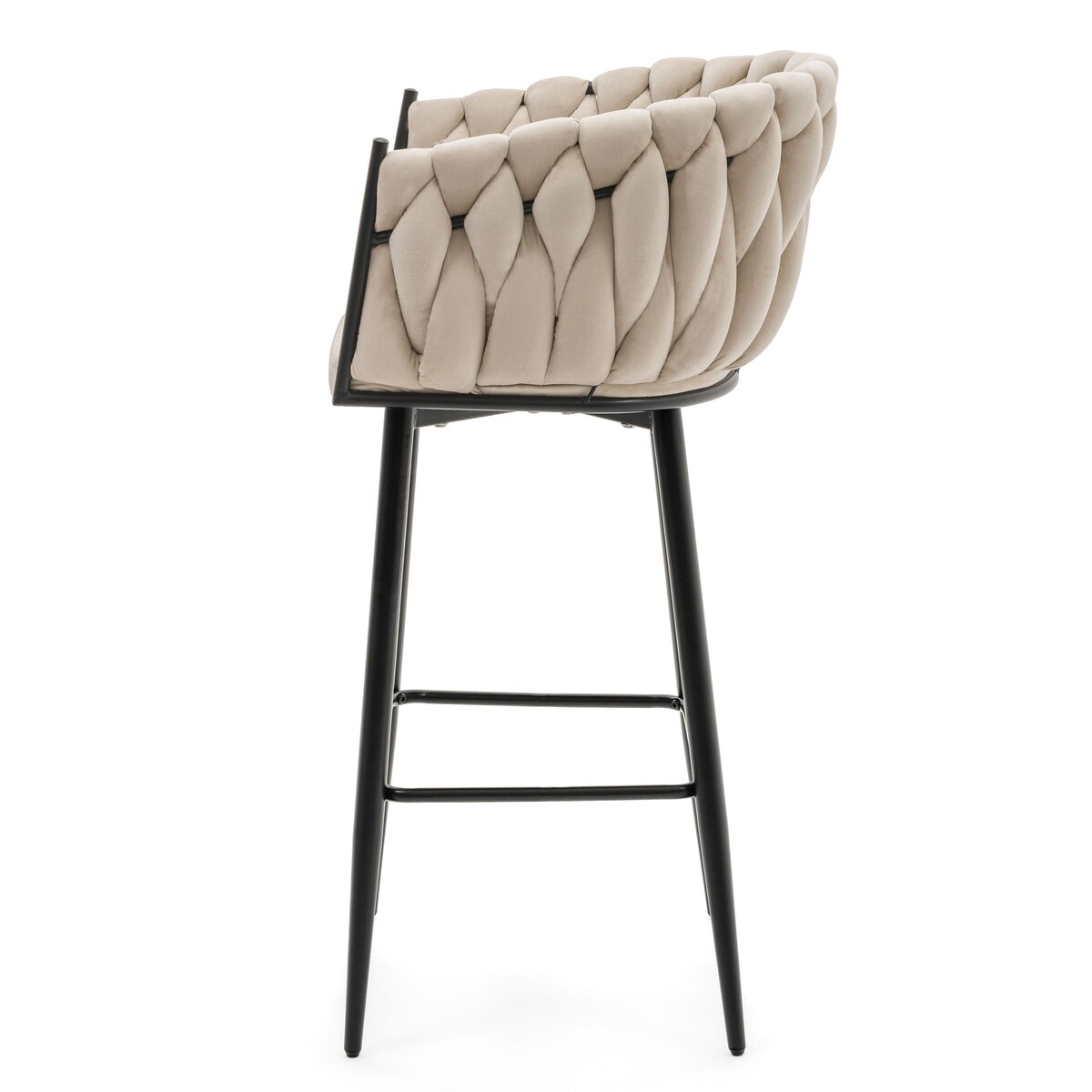 Hoker tapicerowany welurowy pleciony do salonu jadalni barowy glamour LATINA