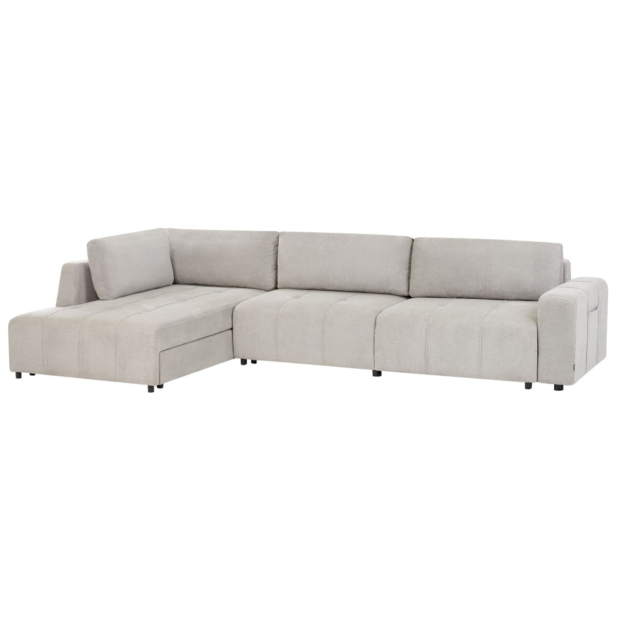 Narożnik rozkładany prawostronny 4-osobowy z pojemnikiem jasnoszary INNVIK