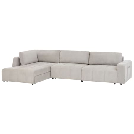 Narożnik rozkładany prawostronny 4-osobowy z pojemnikiem jasnoszary INNVIK