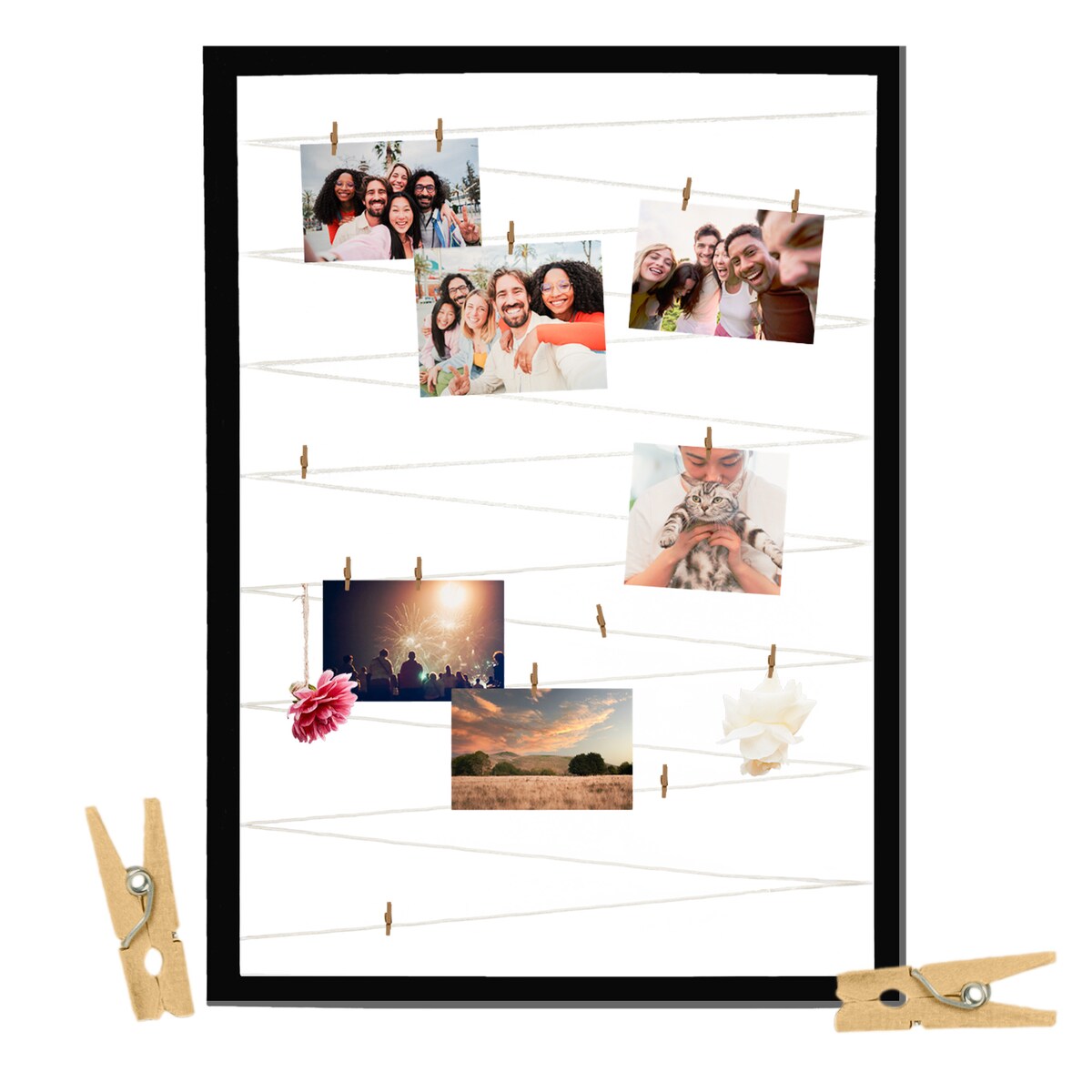 Ramka Na Zdjęcia 50X70 Cm Multiramka Ze Sznurkami Galeria Czarna