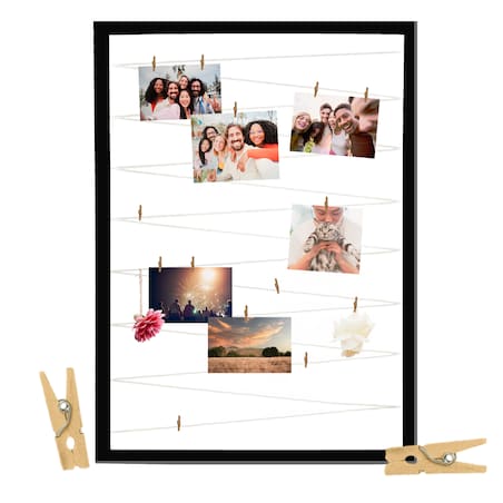 Ramka Na Zdjęcia 50X70 Cm Multiramka Ze Sznurkami Galeria Czarna