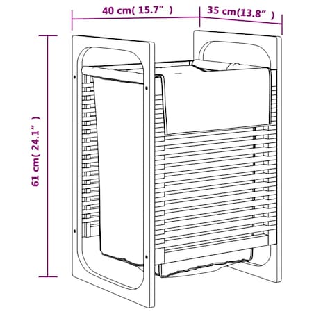 vidaXL Kosz na pranie z szarym workiem, 32x30x36,5, bambusowy