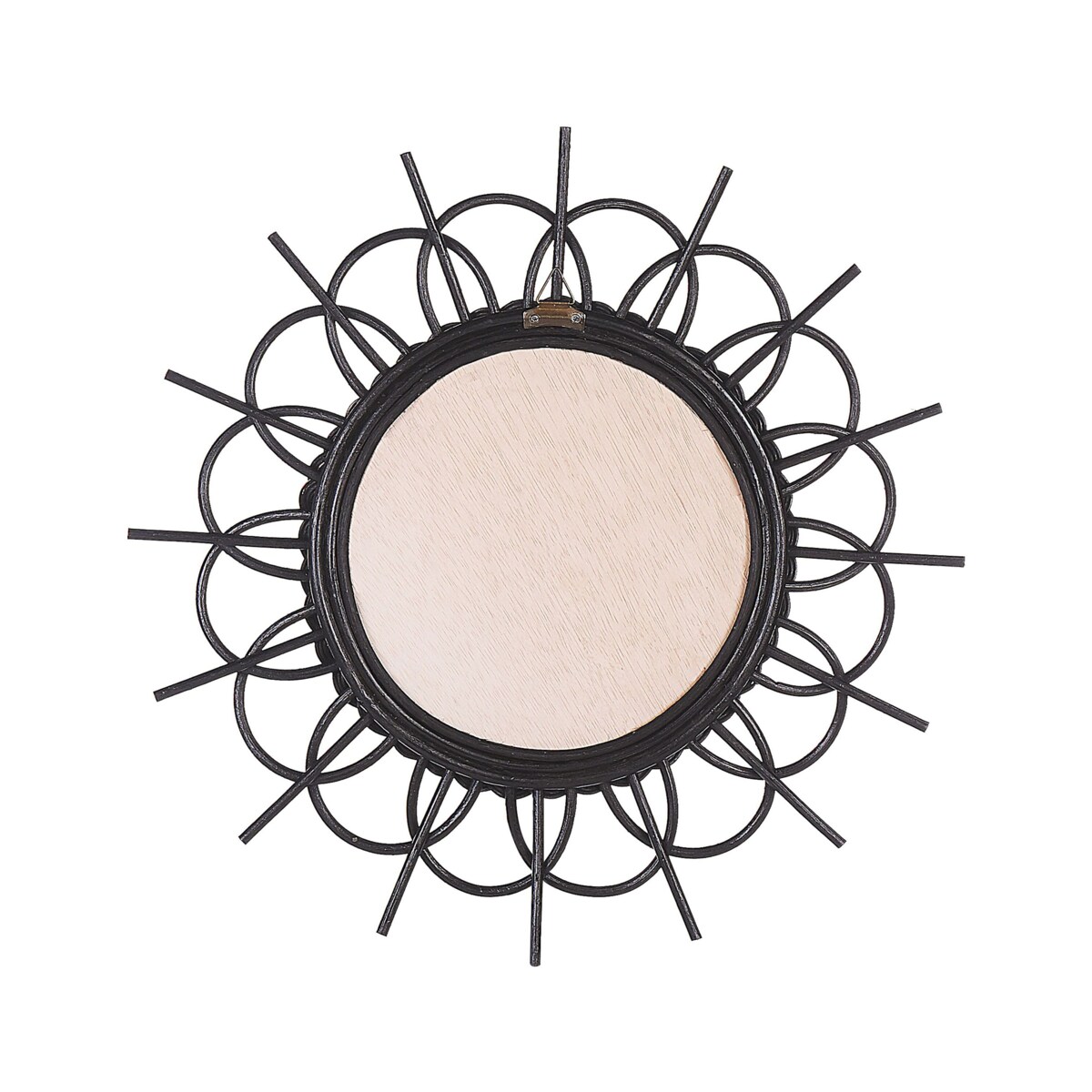 Rattanowe okrągłe lustro ścienne słońce ⌀ 60 cm czarne TELAKIA
