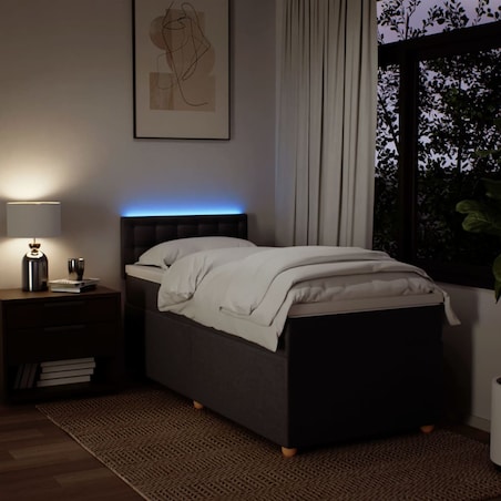 vidaXL Łóżko kontynentalne z materacem, brązowe, tkanina, 90x200 cm