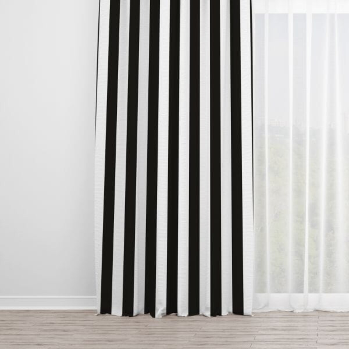 Zasłona BLACK & WHITE wzór CB16 | pionowe pasy - 150 x 260 cm
