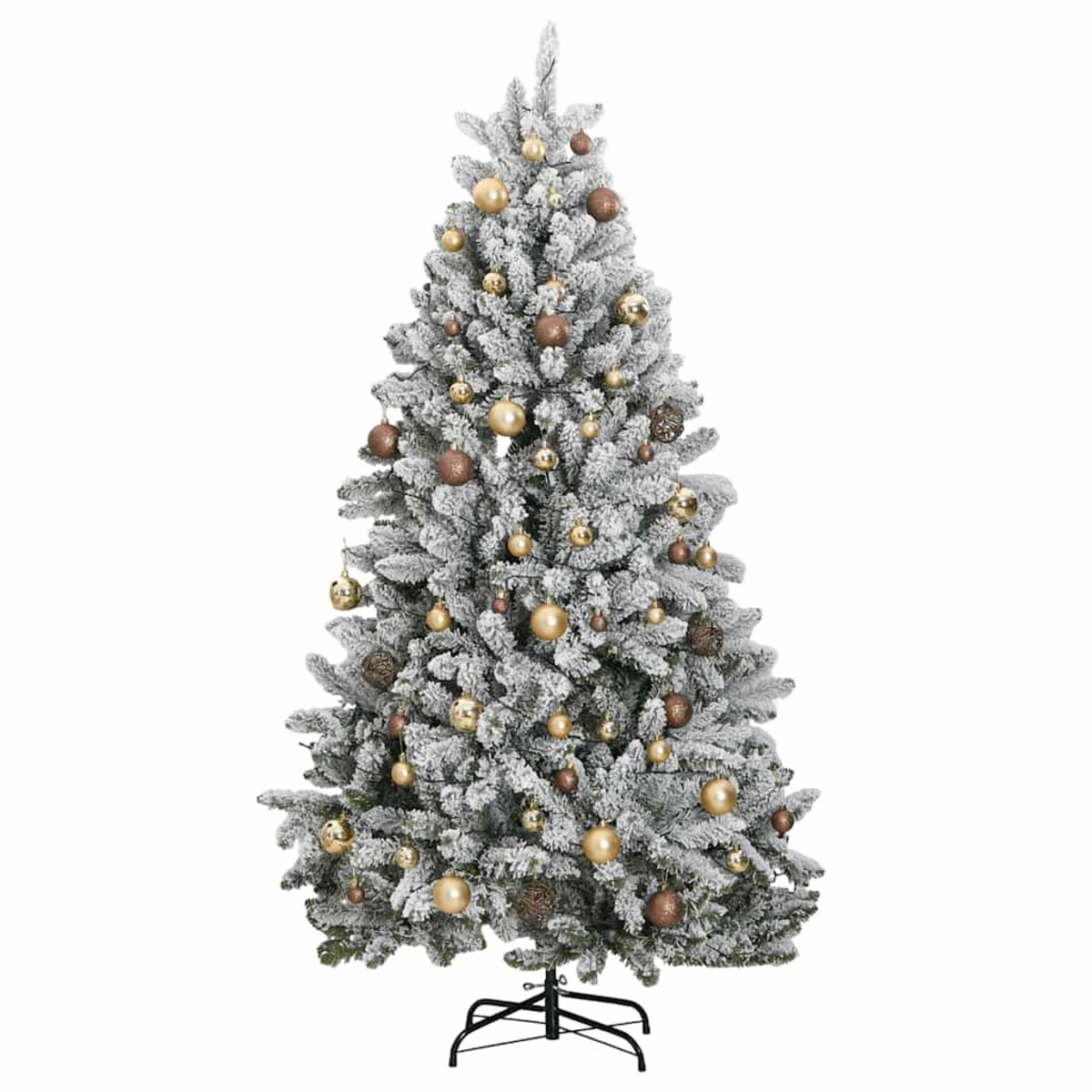 vidaXL Sztuczna choinka na zawiasach, 300 lampek LED i bombki, 240 cm