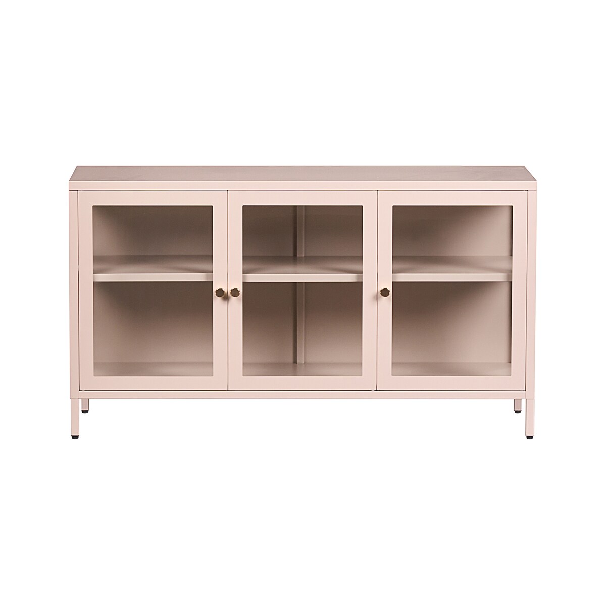 Szafka ze szklanymi drzwiami NEWPORT 115 cm Metal Beżowy