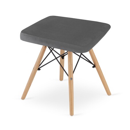 Taboret Werk - Szary Aksamit / Nogi Naturalne X 3