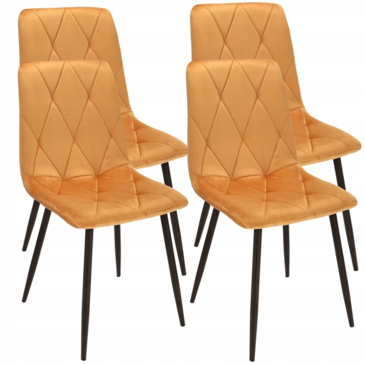 4 X Krzesło Tapicerowane Pikowane Welur Nowoczesne