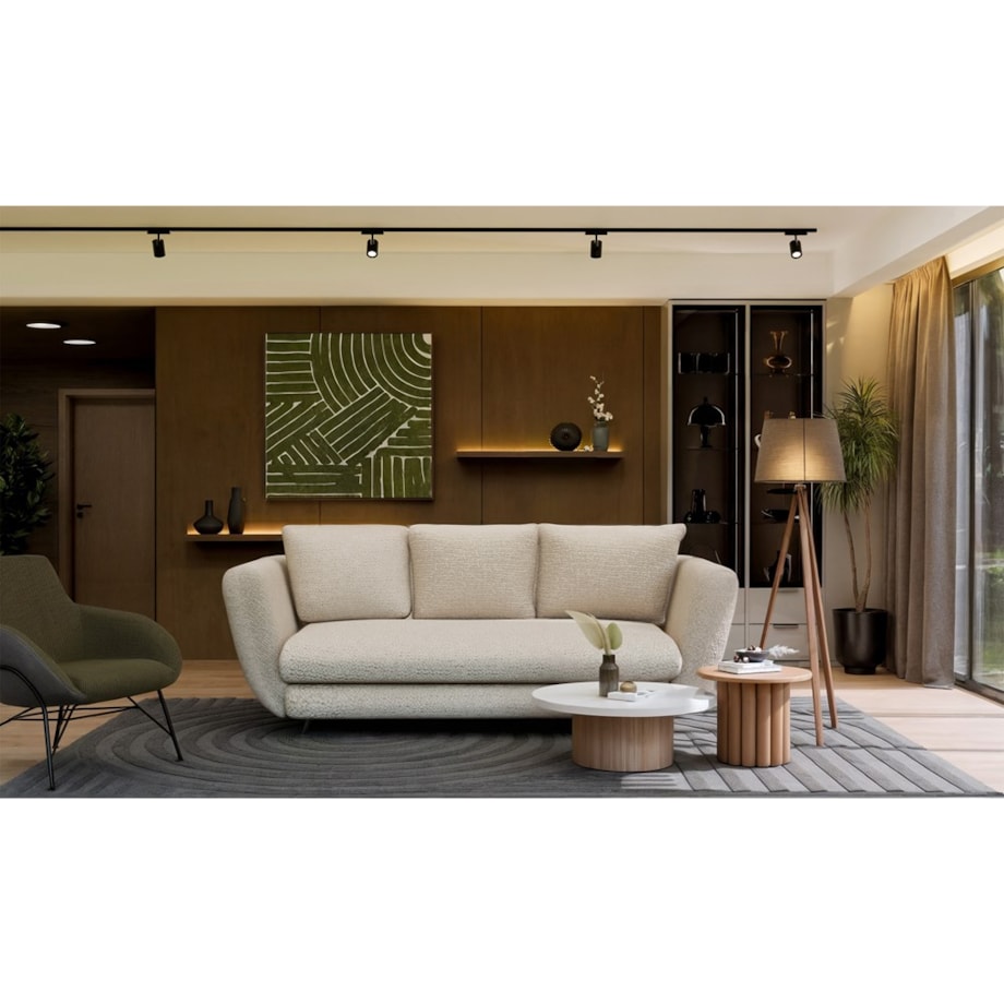 SOFA SARIS 3-OSOBOWA Z FUNKCJĄ SPANIA BEŻOWA NOGA CZARNA DO SALONU POKOJU