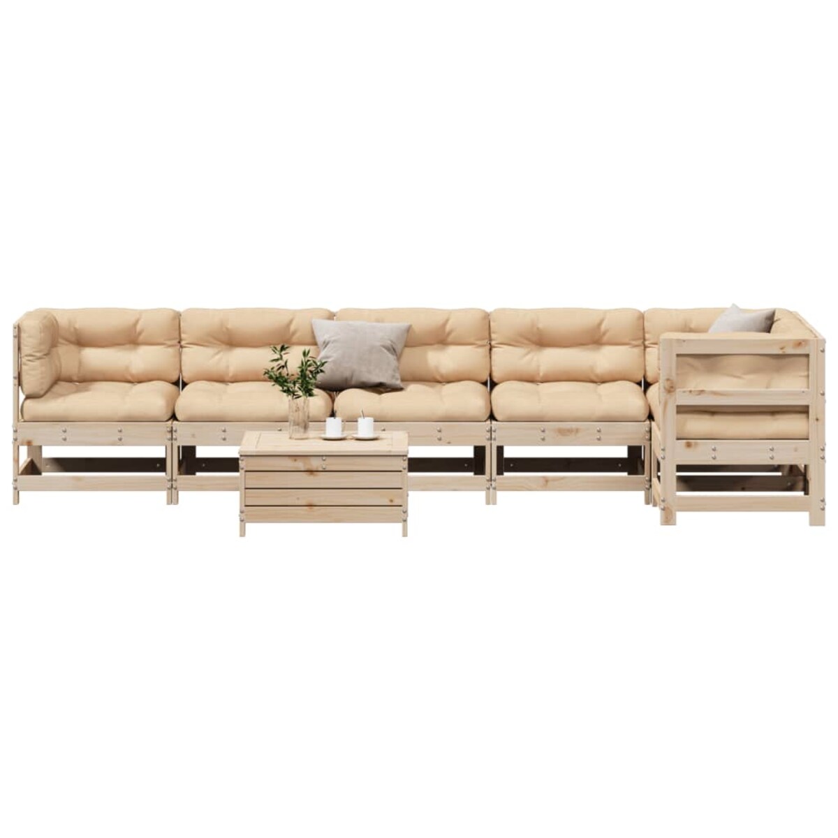 vidaXL 7-cz. zestaw mebli ogrodowych z poduszkami, lite drewno sosnowe