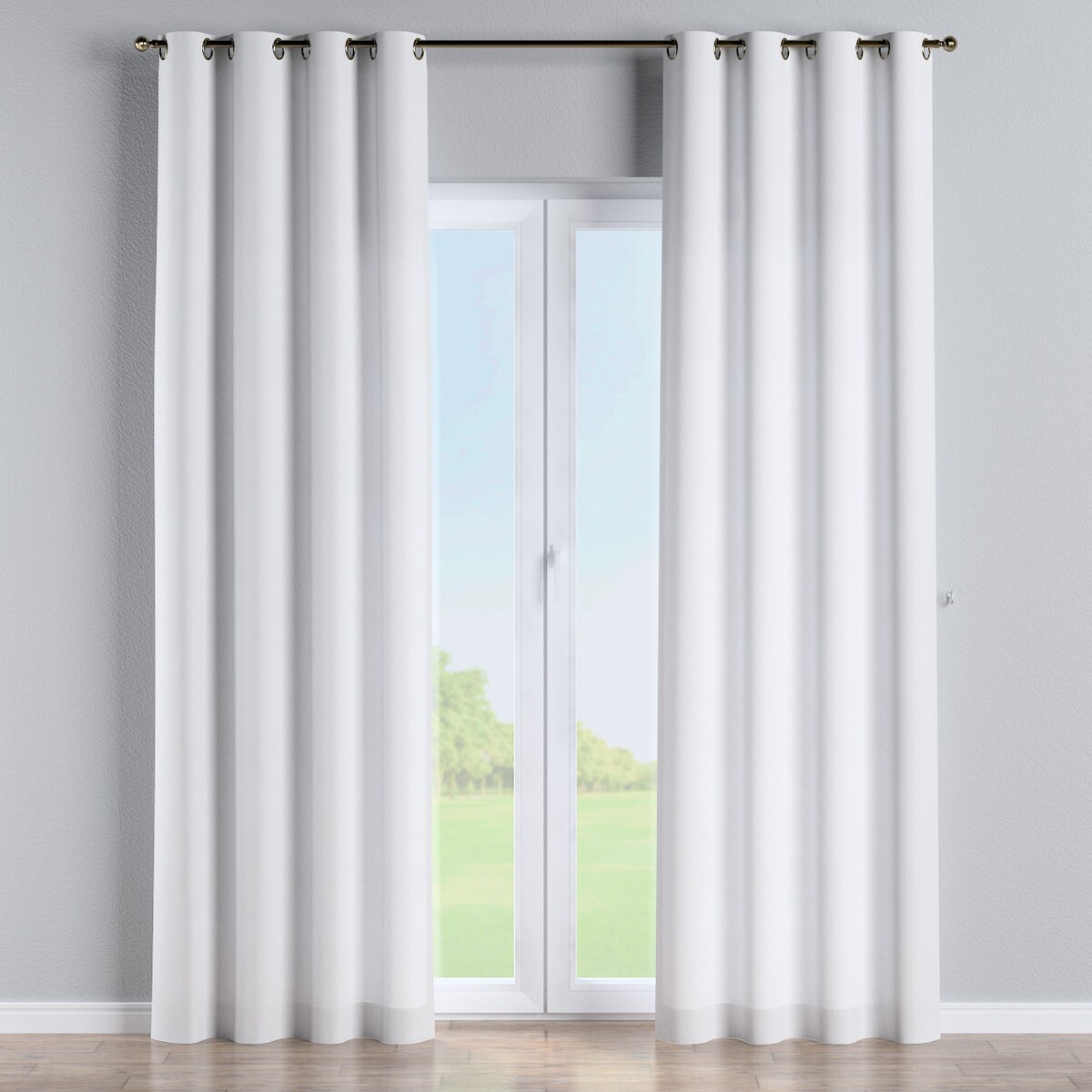 Zasłona na kółkach 1 szt. 130x245 biały, motyw roślinny