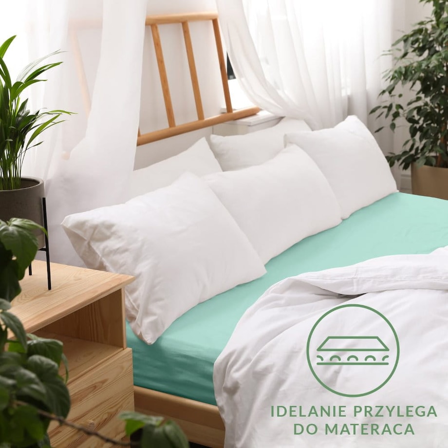 Prześcieradło jersey z gumką 160x200 kolor Jasny turkus
