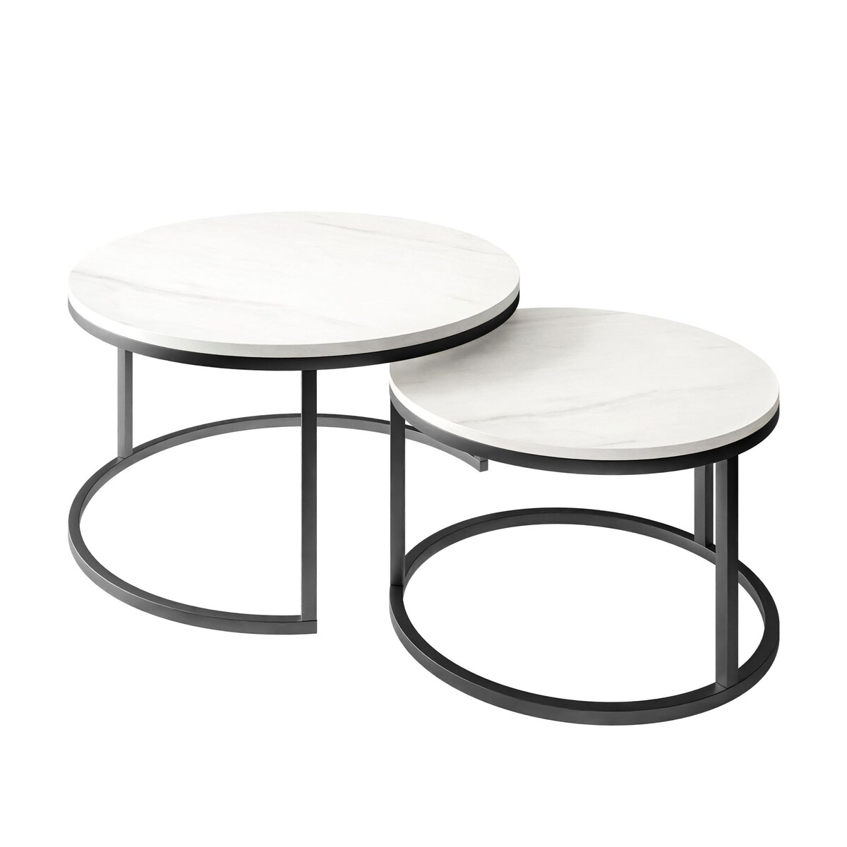 Okrągły stolik kawowy CIRI 2w1 czarny marmur levanto 60/80 cm