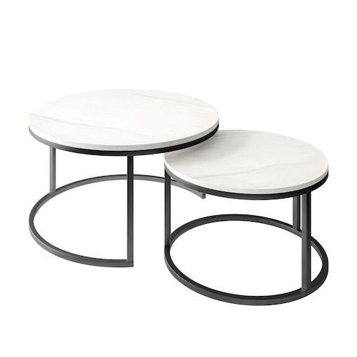 Okrągły stolik kawowy CIRI 2w1 czarny marmur levanto 60/80 cm