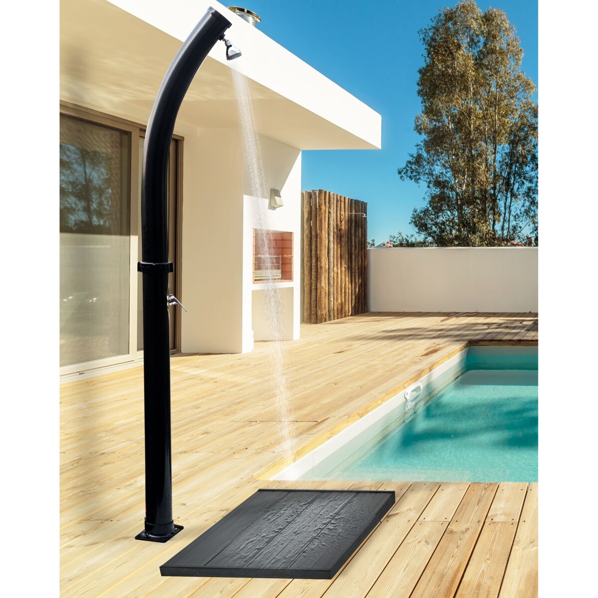 Prysznic ogrodowy solarny wolnostojący ENGABAO Czarny