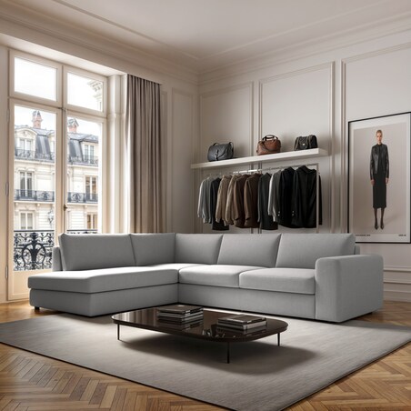 Sofa narożna lewa Baga jasno szara