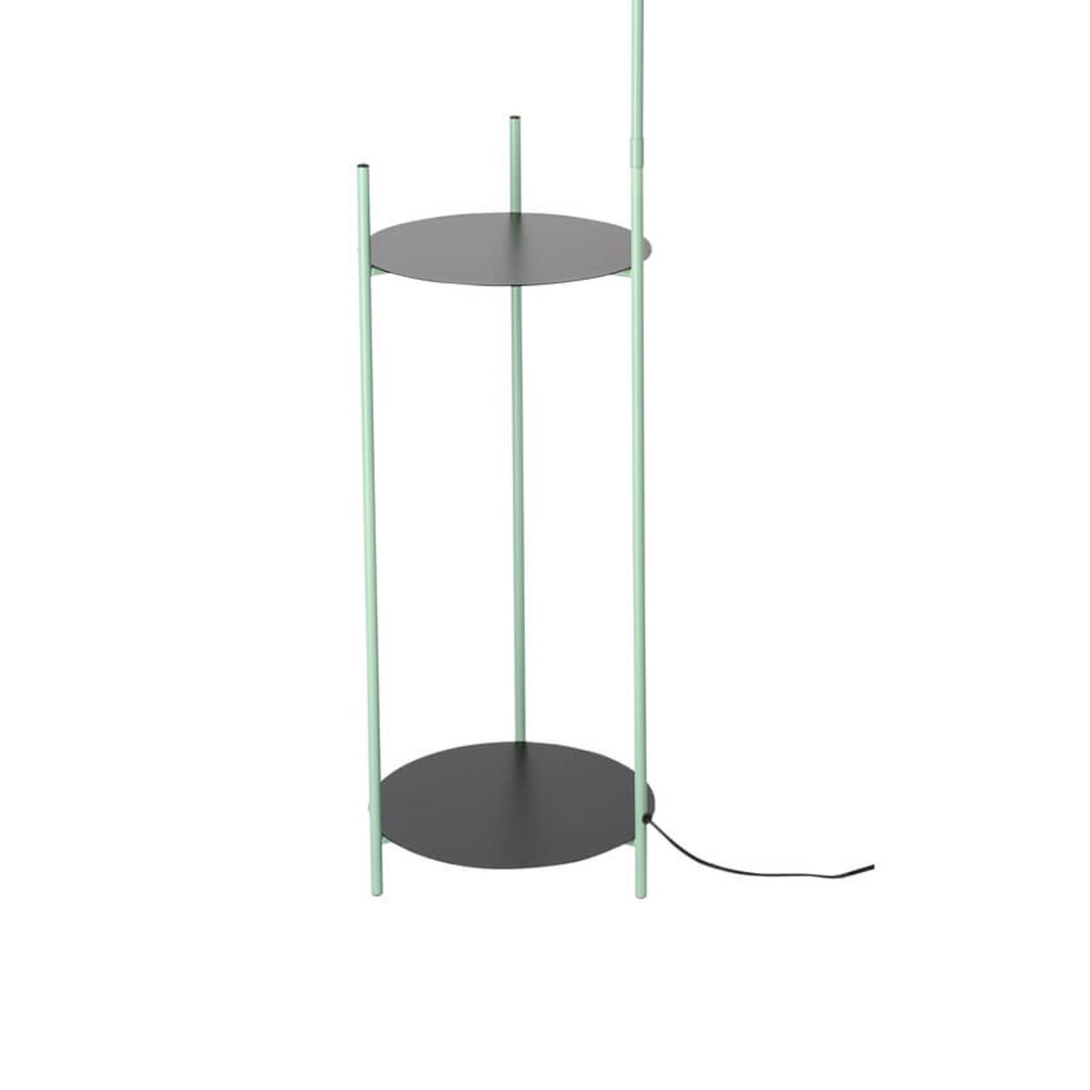 Lampa podłogowa Walk z półkami do salonu czarna zielona