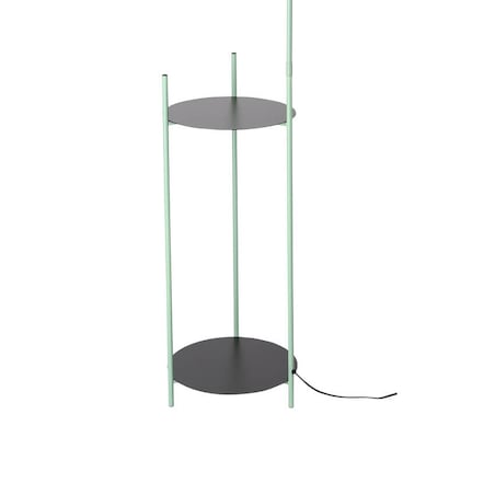Lampa podłogowa Walk z półkami do salonu czarna zielona