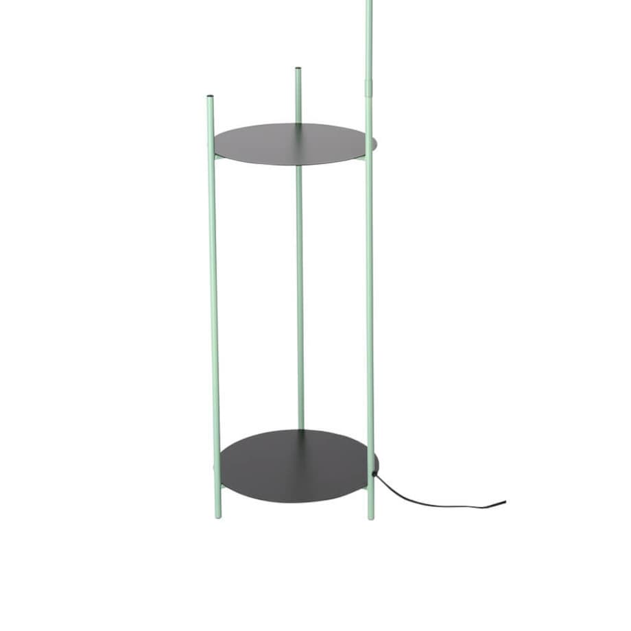 Lampa podłogowa Walk z półkami do salonu czarna zielona