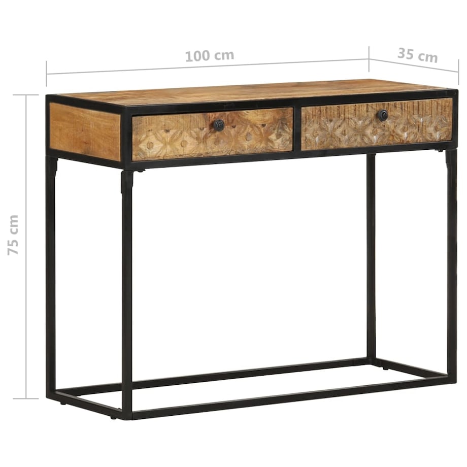 vidaXL Stolik typu konsola, 100 x 35 x 75 cm, lite drewno mango