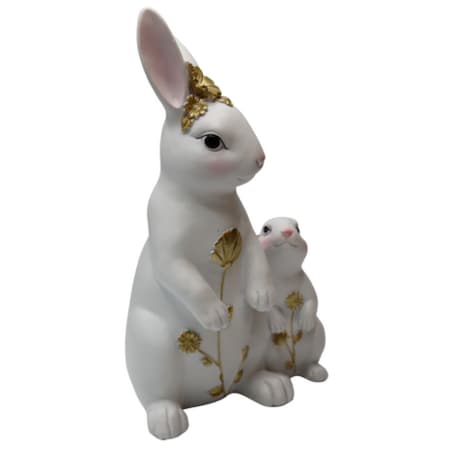 Dekoracja - para białych królików 27x15x611 cm ALBIN z synkiem