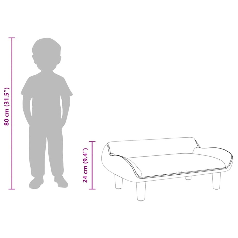 vidaXL Sofa dla dzieci, ciemnoszara, 70x40x24 cm, obita tkaniną