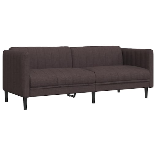 vidaXL Sofa 3-osobowa, ciemnobrązowa, tapicerowana tkaniną