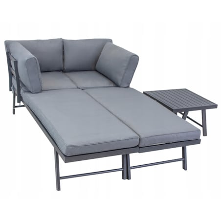 Modułowy zestaw mebli ogrodowych z sofami posiadającymi funkcję leżanki