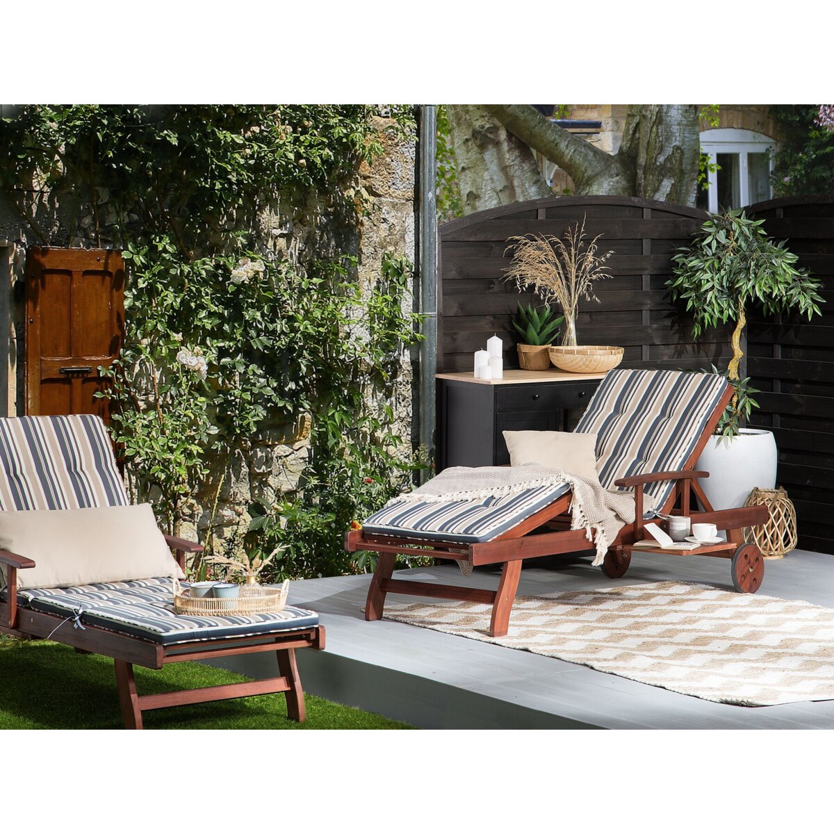 Poduszka na leżak ogrodowy TOSCANA 188 x 59 cm Niebieski