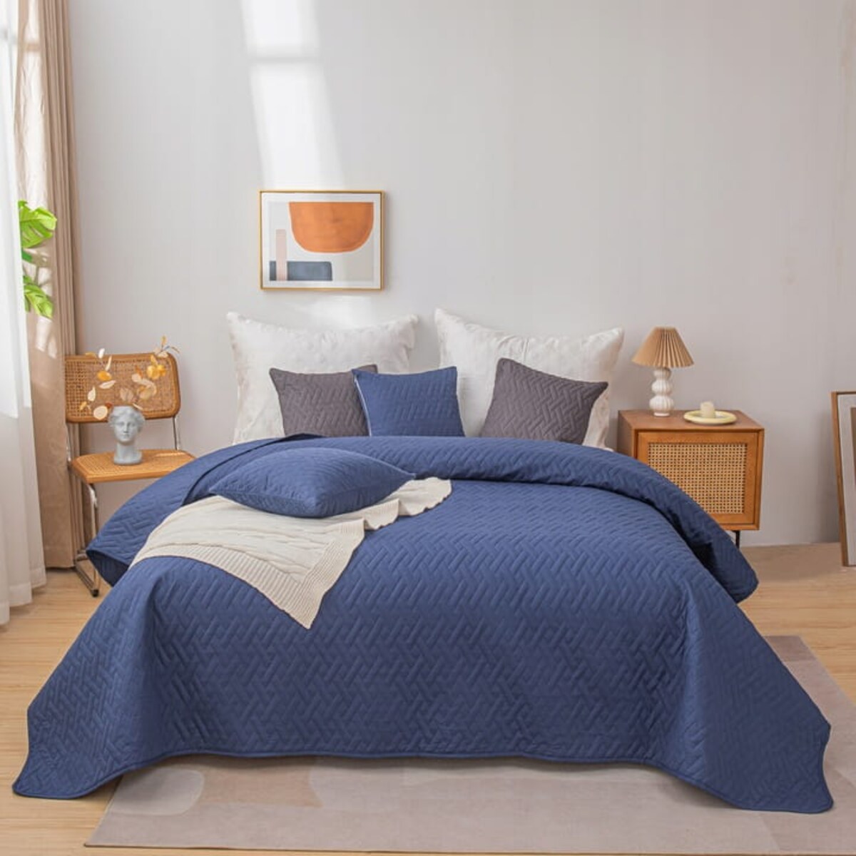 Narzuta na Łóżko Pikowana Dwustronna Kapa 240 x 220 cm Koc Pled Pokrowiec Dash