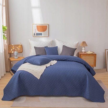 Narzuta na Łóżko Pikowana Dwustronna Kapa 240 x 220 cm Koc Pled Pokrowiec Dash