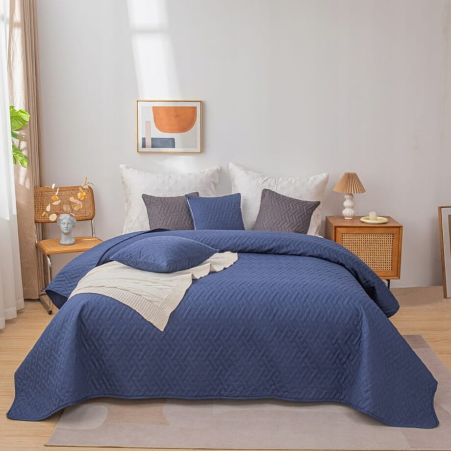 Narzuta na Łóżko Pikowana Dwustronna Kapa 240 x 220 cm Koc Pled Pokrowiec Dash