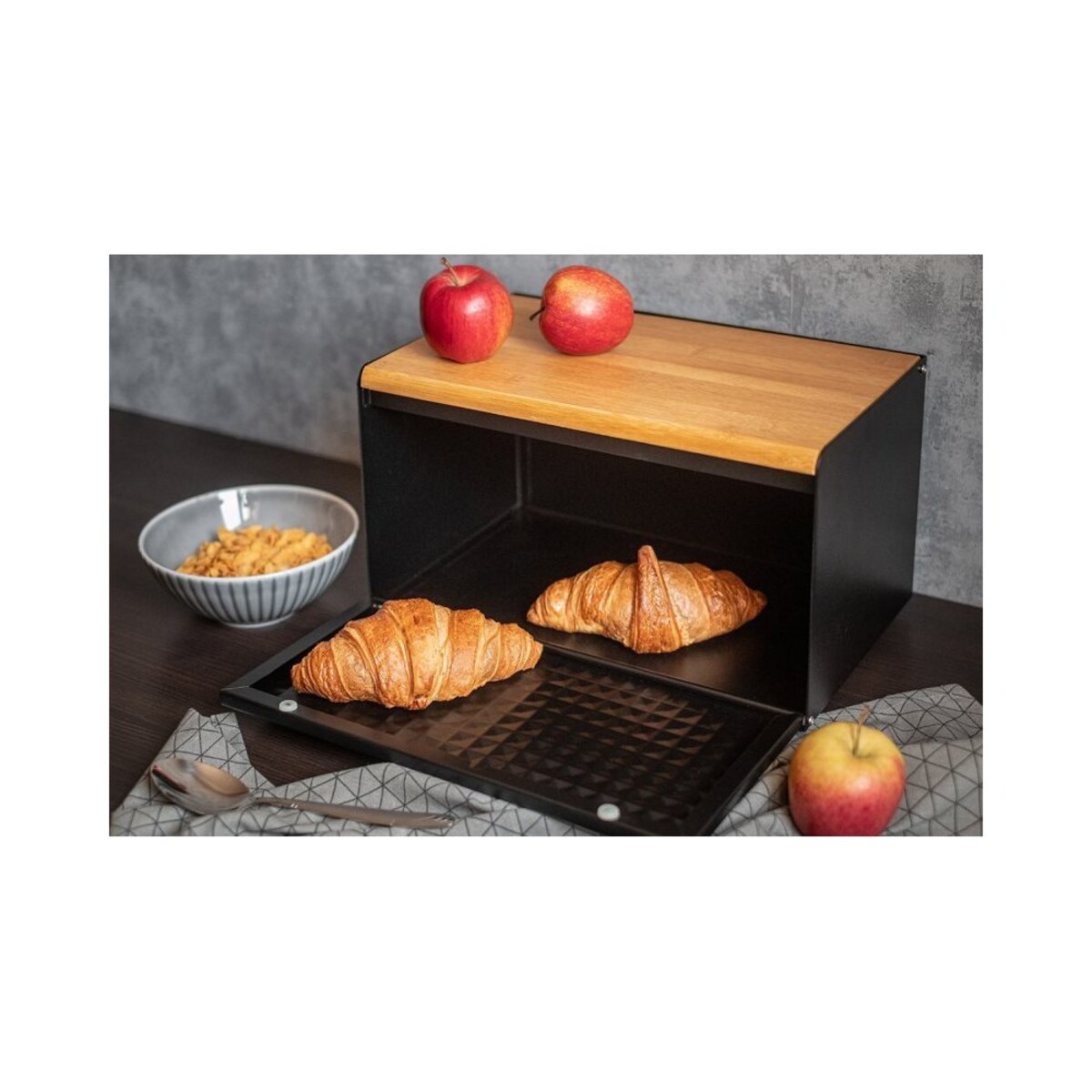 Przechowywanie żywności Brunbeste chlebak stalowy z drewnianą pokrywą 41791