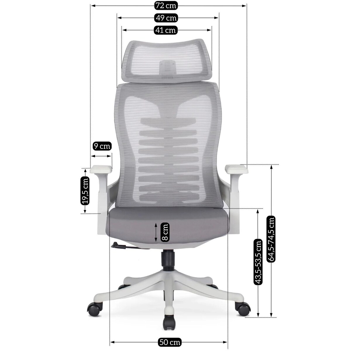 Biurowe Krzesło Obrotowe Ergonomiczne Fotel Tapicerowany Szary CARET 2