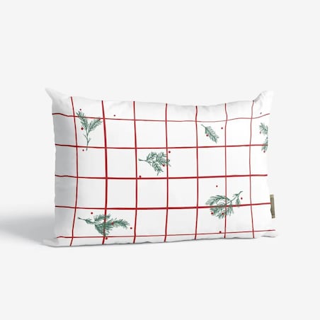 Poduszka świąteczna - krata i gałązki