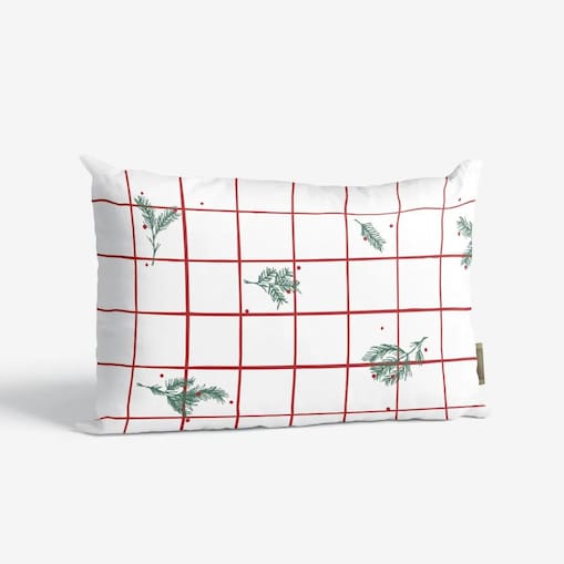 Poduszka świąteczna - krata i gałązki