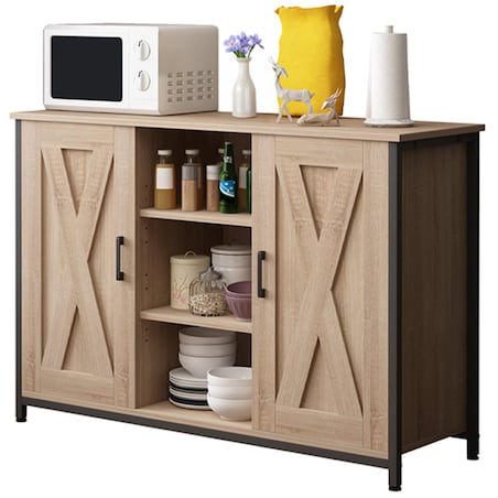 Kredens szafka boczna z otwartymi półkami komoda sonoma kuchnia salon loft