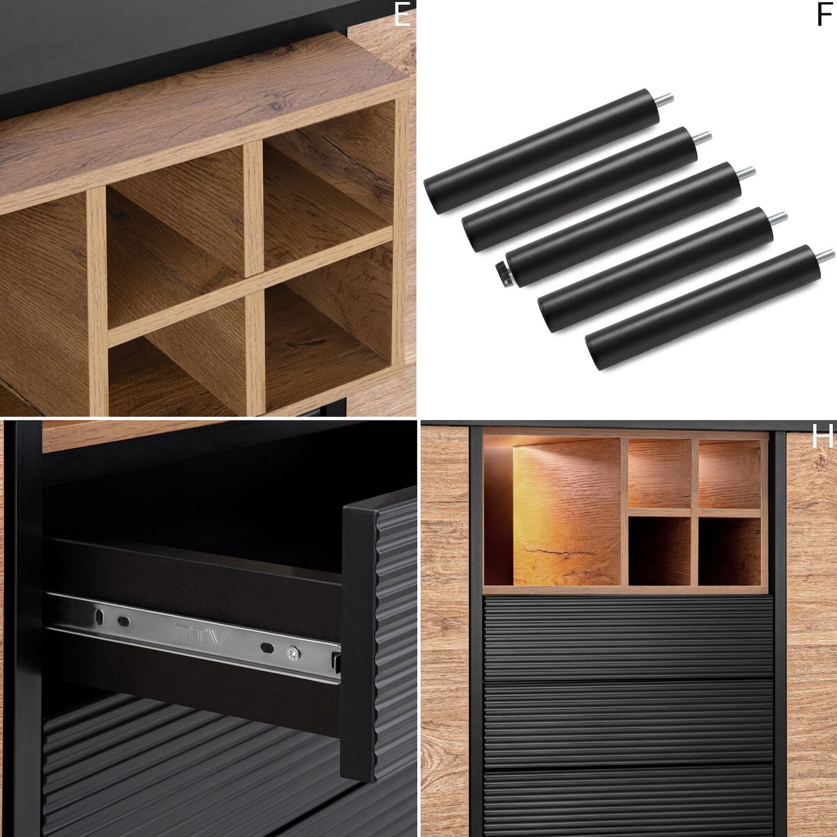 KONSIMO LOFTY Komoda loftowa na wysokich nóżkach