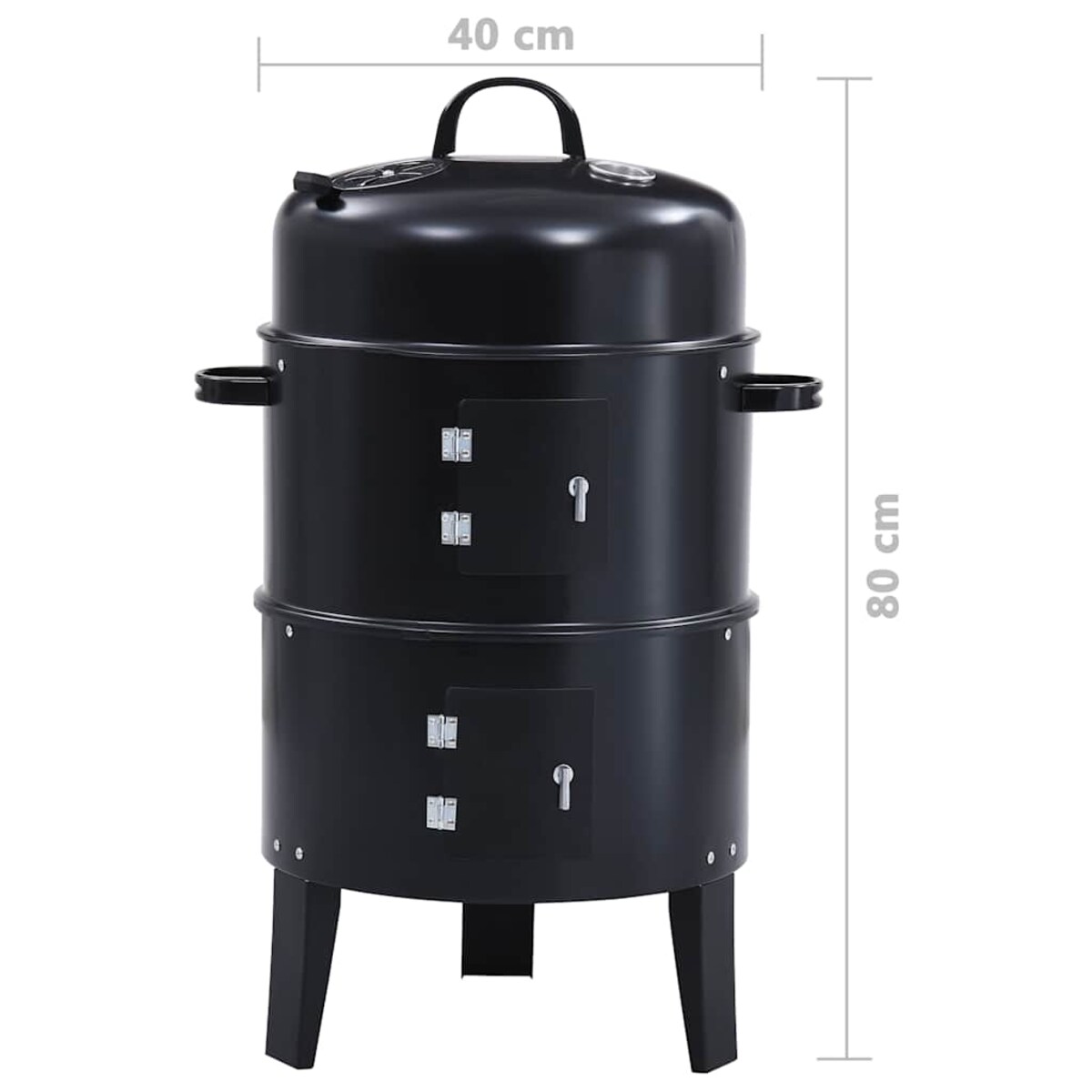 vidaXL Grill węglowy z wędzarnią 3-w-1, 40x80 cm